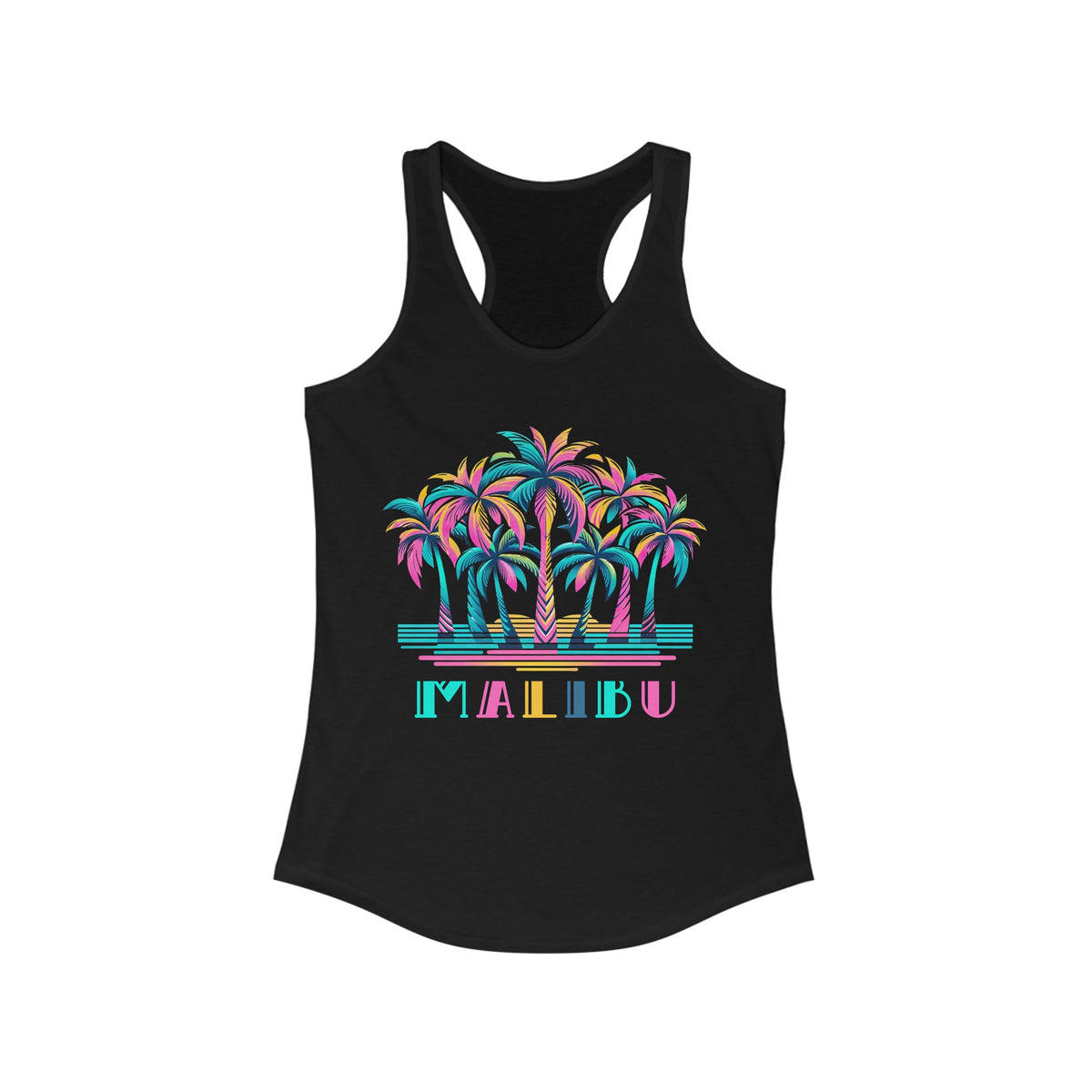 80's Retro Palm Tree Malibu Beach Shirt | California Beach Bum Shirt | Beach Lover Gift | Women's Ideal Racerback Tank