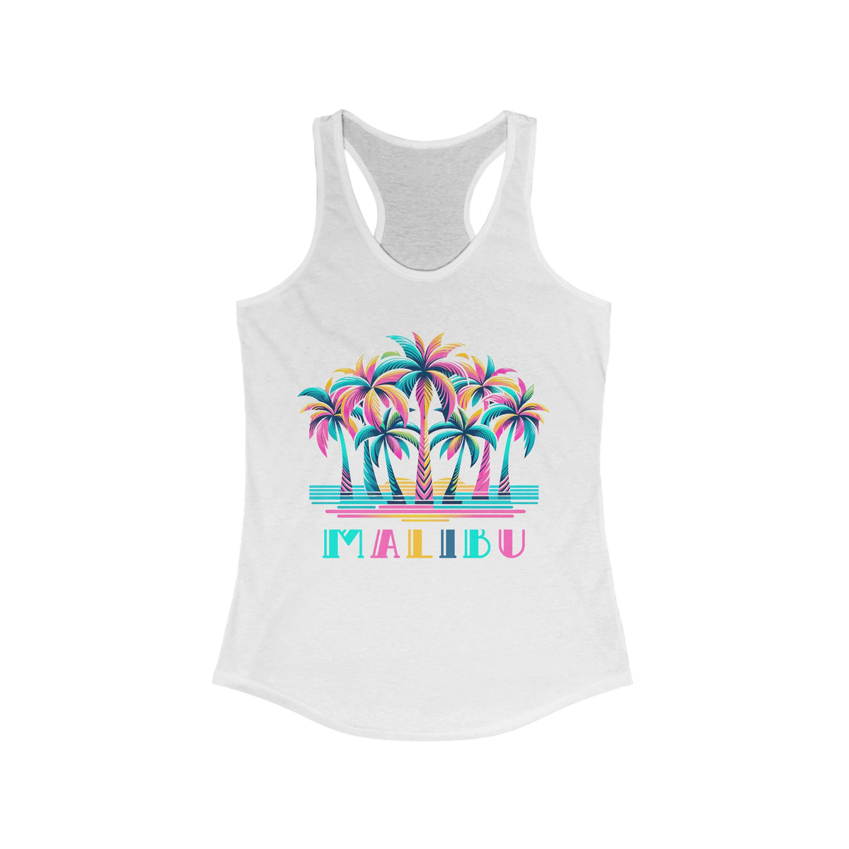 80's Retro Palm Tree Malibu Beach Shirt | California Beach Bum Shirt | Beach Lover Gift | Women's Ideal Racerback Tank