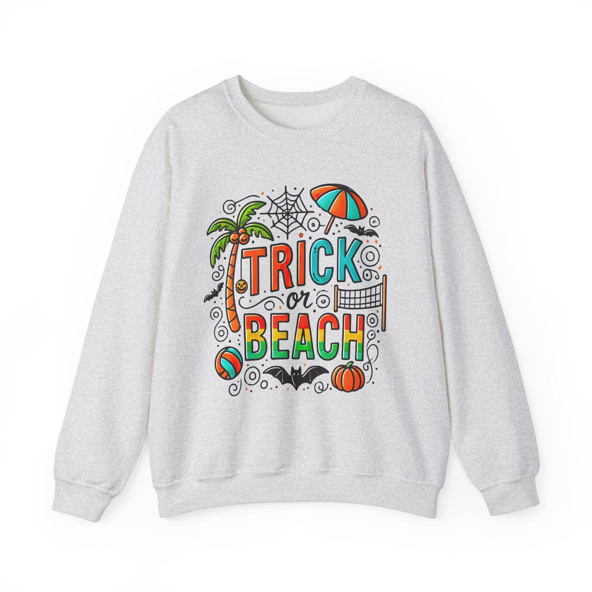 Trick Or Beach Beach Bum Halloween Shirt | Funny Halloween Gift For Beach Lover | Trick Or Treat Shirt | Unisex Crewneck Sweatshirt