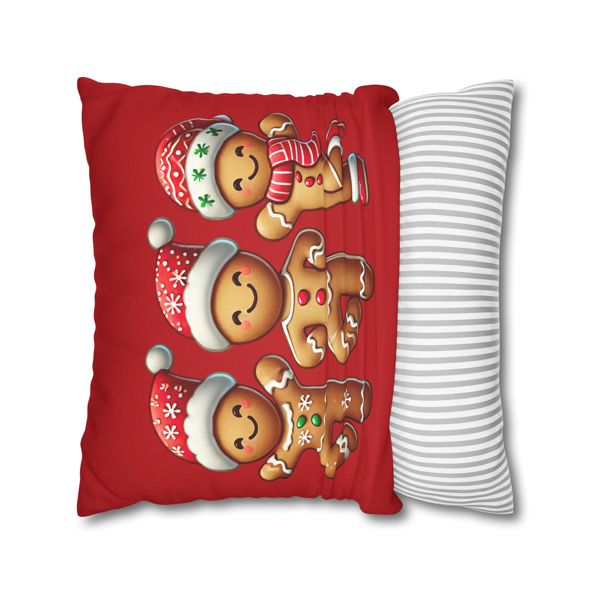 Dancing Gingerbread Cookies Christmas Pillowcase | Cute Gingerbread Man | Christmas Gift For Dancer | Faux Suede Square Pillowcase