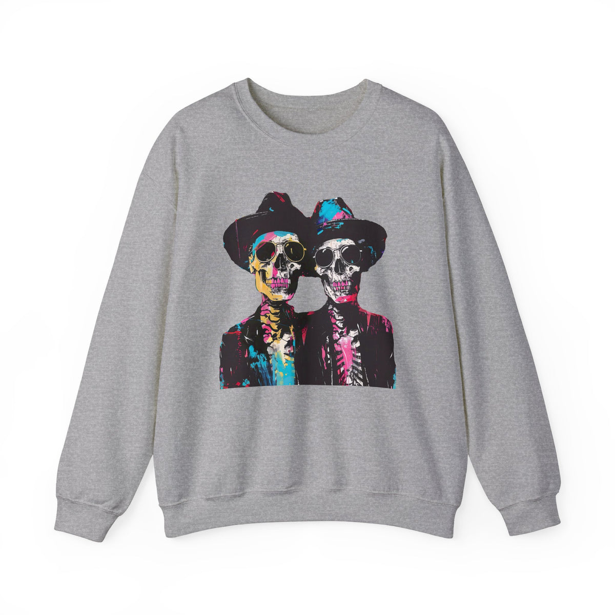 Neon Urban Art Halloween Skeleton Shirt | Expressionist Art Shirt | Unisex Crewneck Sweatshirt