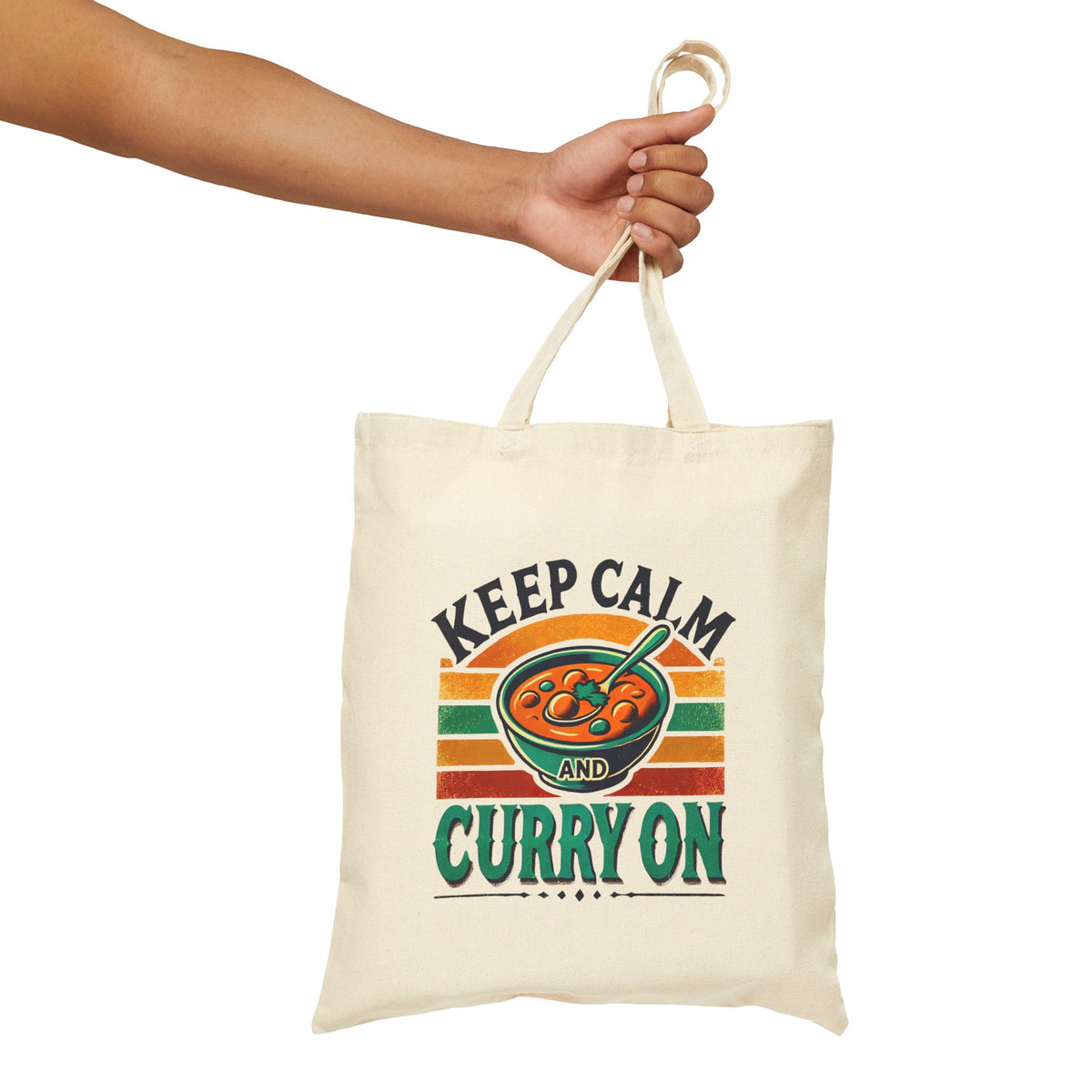 Keep Calm Curry On Indian Funny Foodie Tote | Indian Food Gift Bag | Funny Indian Gift | Canvas Tote Bag