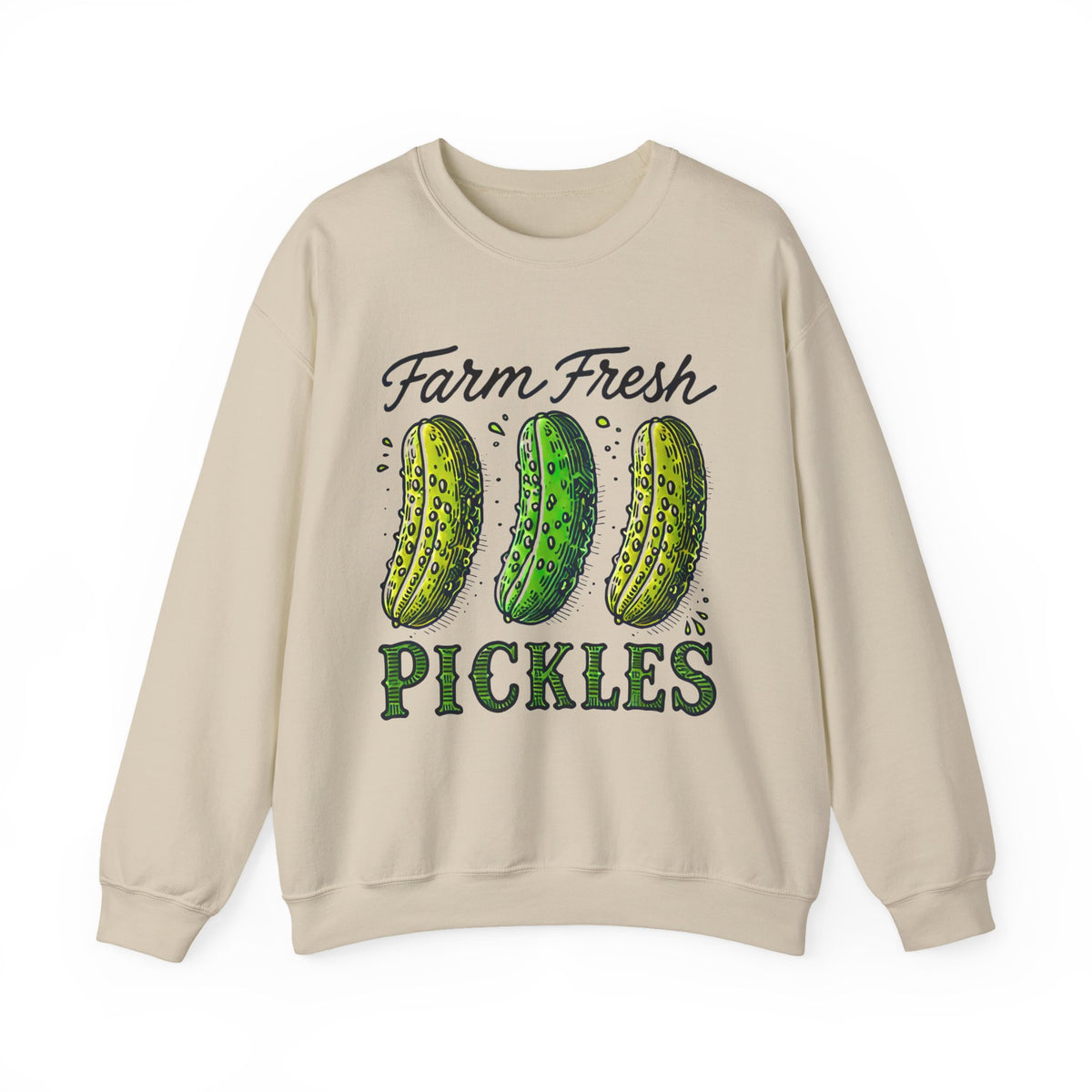 Farm Fresh Pickles Funny Pickle Shirt | Cute Pickle Pun Shirt | Pickle Lover Gift | Farmers Market Garden Shirt | Unisex Crewneck Sweatshirt