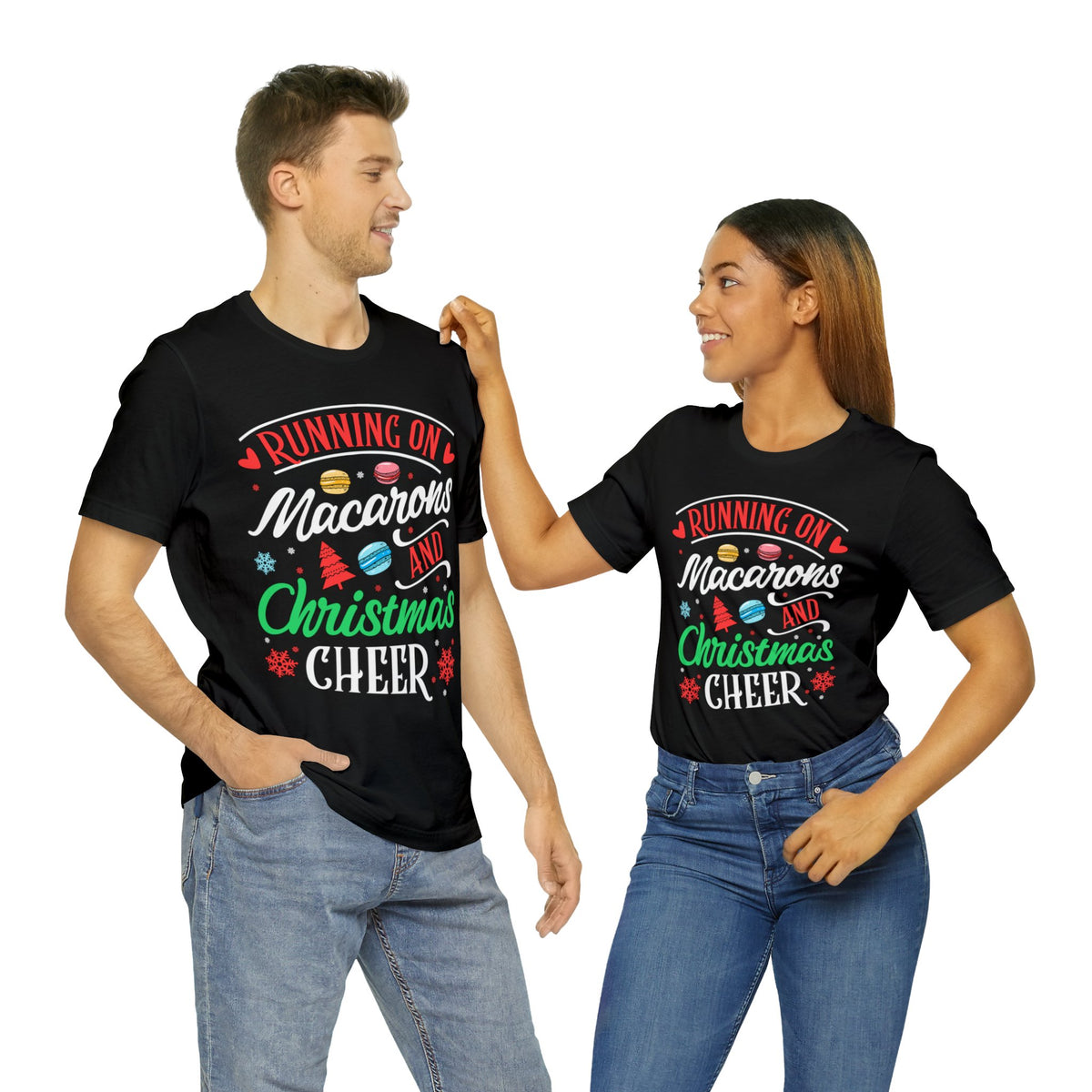 Macarons & Christmas Cheer Baking Shirt | Cookie Baking Gifts | Bella Canvas Unisex Jersey T-shirt
