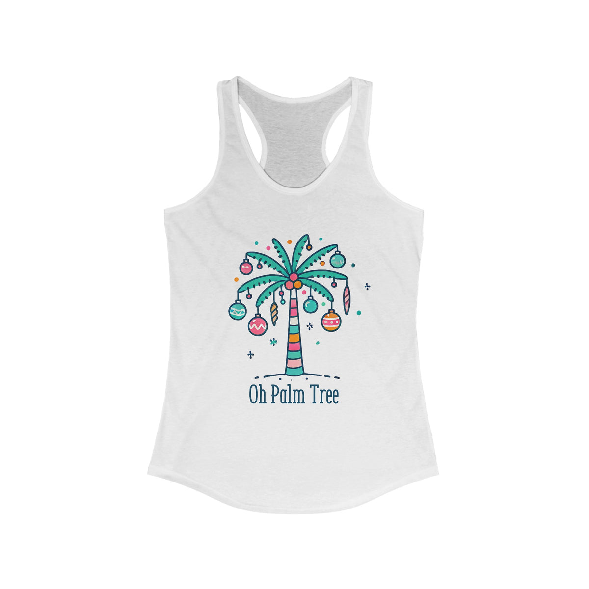 Oh Palm Tree Funny Christmas Tree Shirt | Palm Tree Beach Bum Gift For Her | Women's Slim-Fit Racerback Tank Top