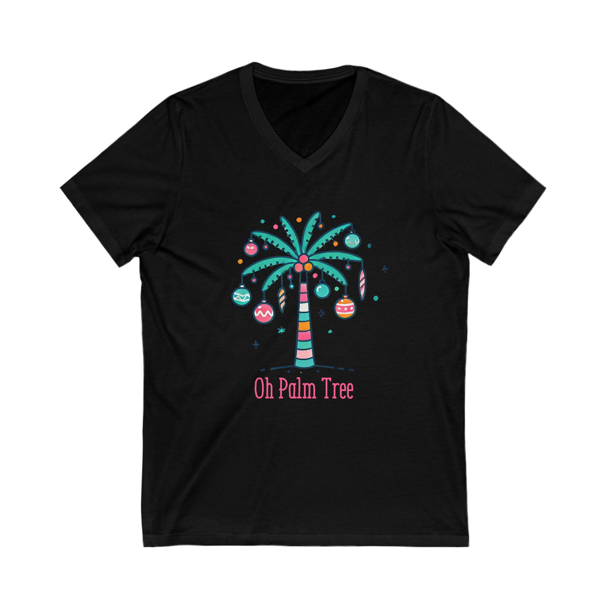 Oh Palm Tree Funny Christmas Tree Shirt | Palm Tree Beach Bum Gift For Her | Unisex Jersey V-neck T-shirt