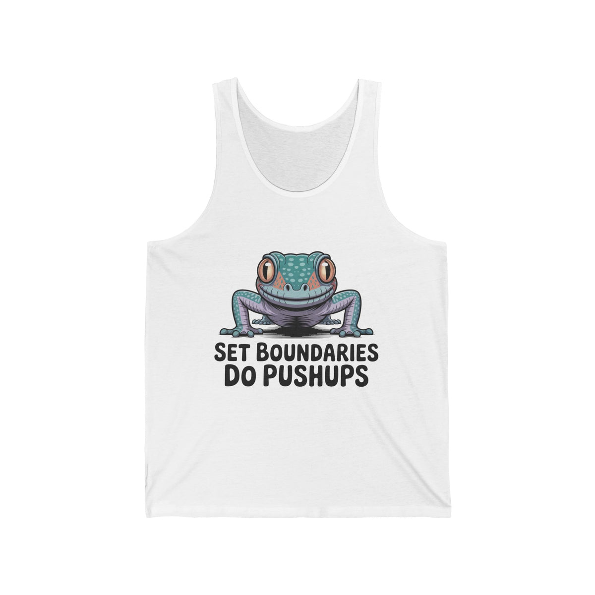 Set Boundaries Do Pushups Funny Lizard Shirt | Gym Motivation Tank Top | Self Care Workout T-shirt  | Unisex Jersey Tank Top