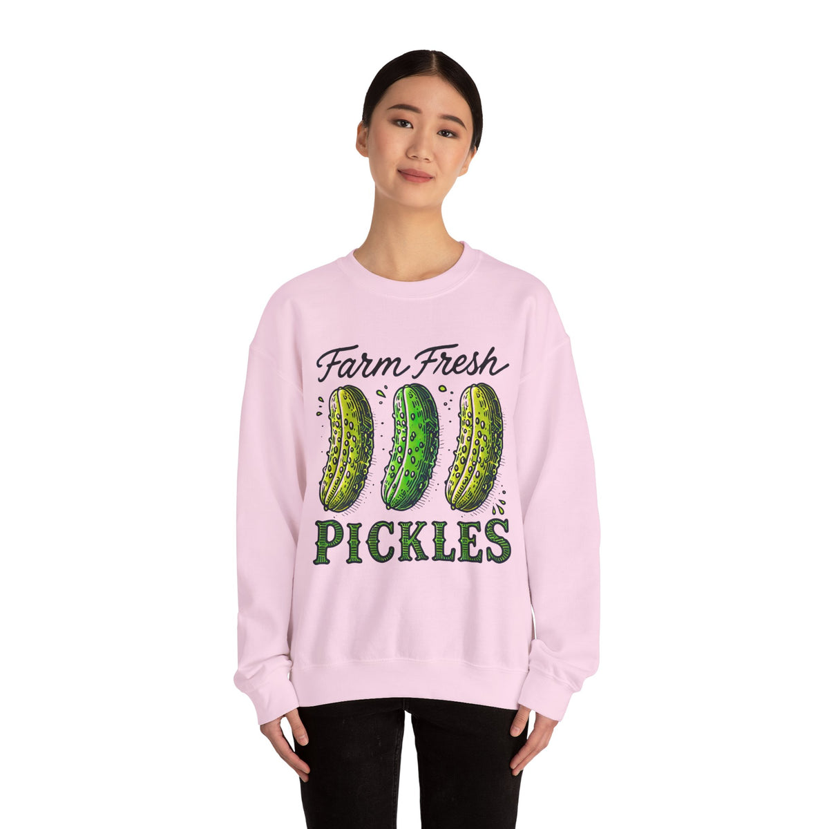 Farm Fresh Pickles Funny Pickle Shirt | Cute Pickle Pun Shirt | Pickle Lover Gift | Farmers Market Garden Shirt | Unisex Crewneck Sweatshirt