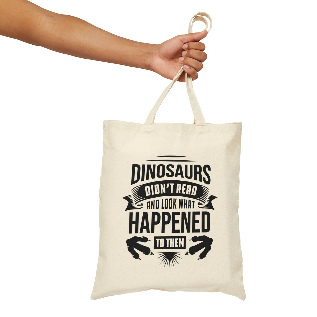 Dinosaurs Didn't Read Book Worm Reading Tote Bag | Library Gift Book Bag | Cotton Canvas Tote Bag