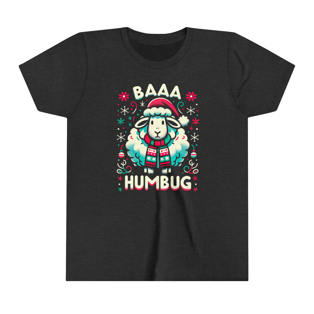 Baaa Humbug Cute Sheep Christmas Shirt | Funny Bah Humbug Christmas Gift | Youth Jersey T-shirt