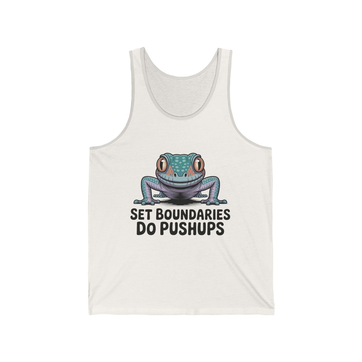 Set Boundaries Do Pushups Funny Lizard Shirt | Gym Motivation Tank Top | Self Care Workout T-shirt  | Unisex Jersey Tank Top