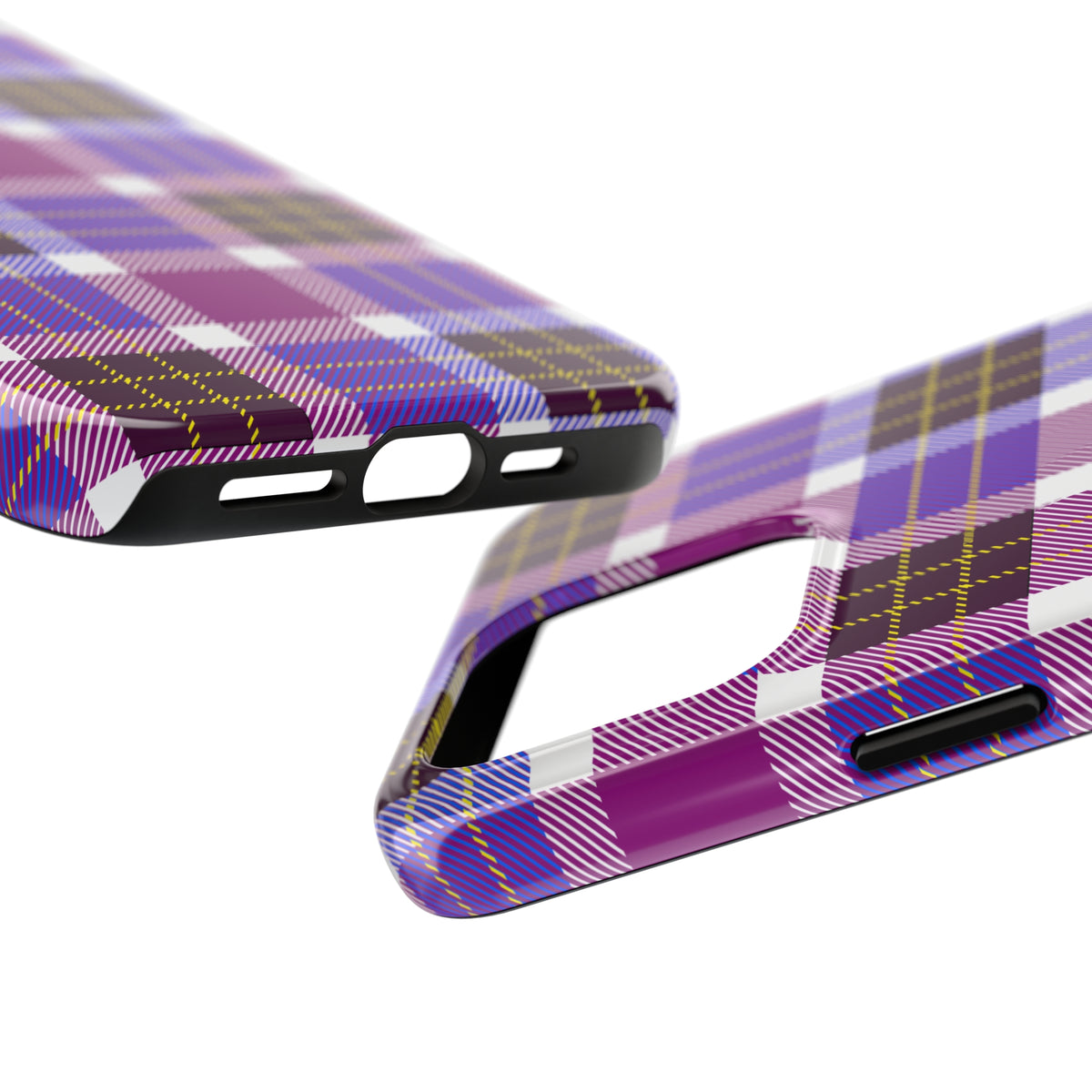 Holiday Purple Plaid iPhone Case | iPhone 15 14 13 12 11 Phone Case | Purple Christmas Gift | Tough Impact-resistant Phone Case