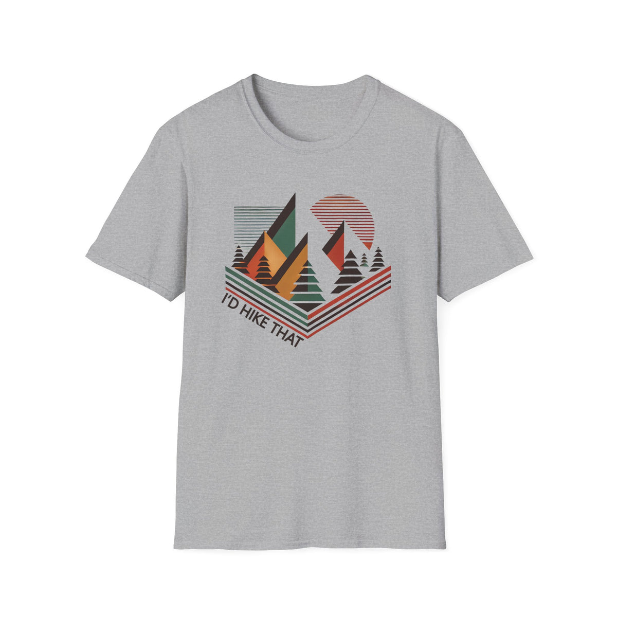 I'd Hike That Abstract Hiking Shirt | Geometric Abstract Adventure Shirt | Gift For Hiker | Unisex Soft Style T-Shirt