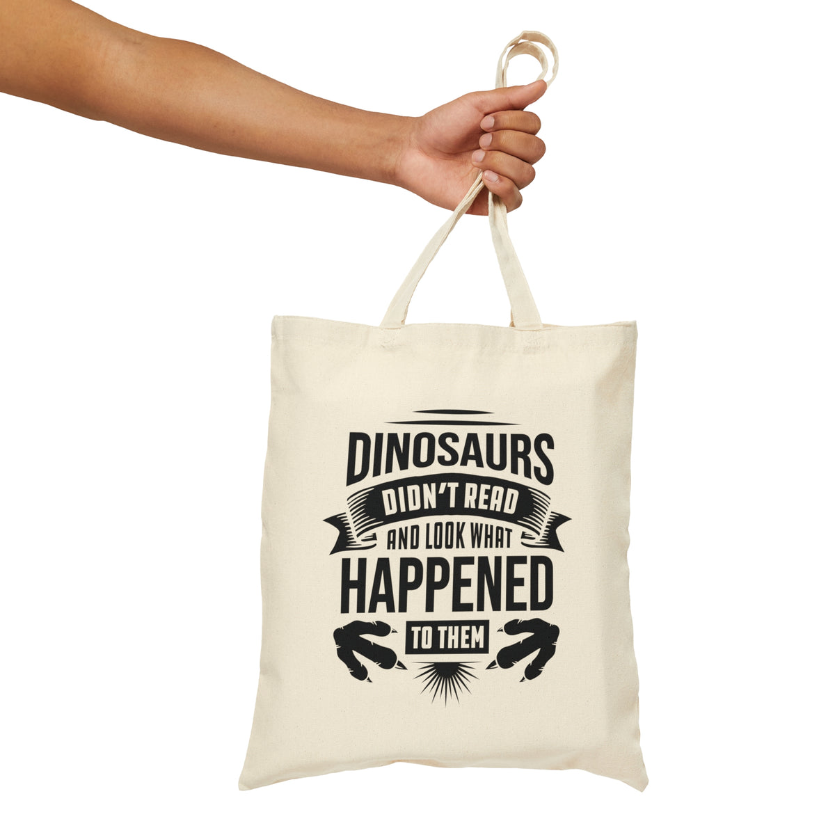 Dinosaurs Didn't Read Book Worm Reading Tote Bag | Library Gift Book Bag | Cotton Canvas Tote Bag