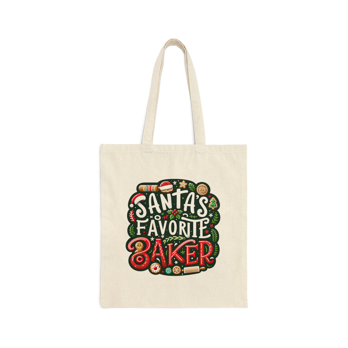 Santa's Favorite Baker Christmas Baking Tote | Cute Baker Gift  Bag | Cotton Canvas Tote Bag