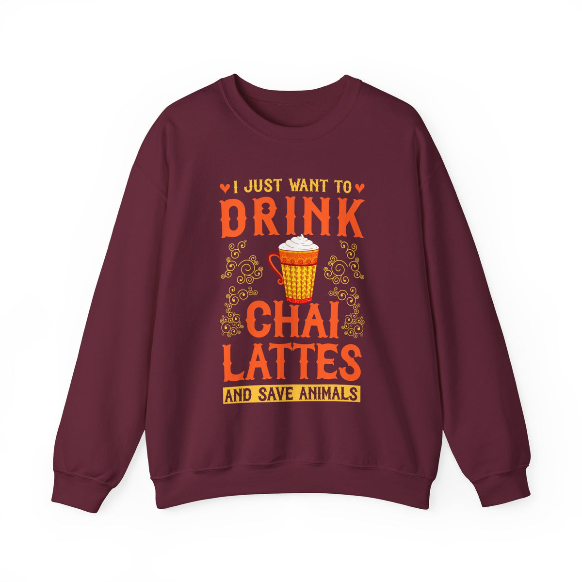 Chai Latte Save Animals Chai Tea Shirt | Animal Lover Shirt | Tea Lover Gift | Unisex Crewneck Sweatshirt