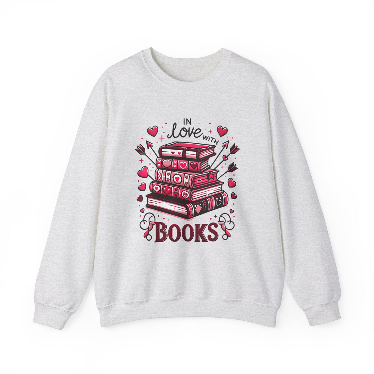 In Love With Books Valentines Sweatshirt | Cute Book Lover Shirt | Valentine Gift For Her | Unisex Crewneck Sweatshirt