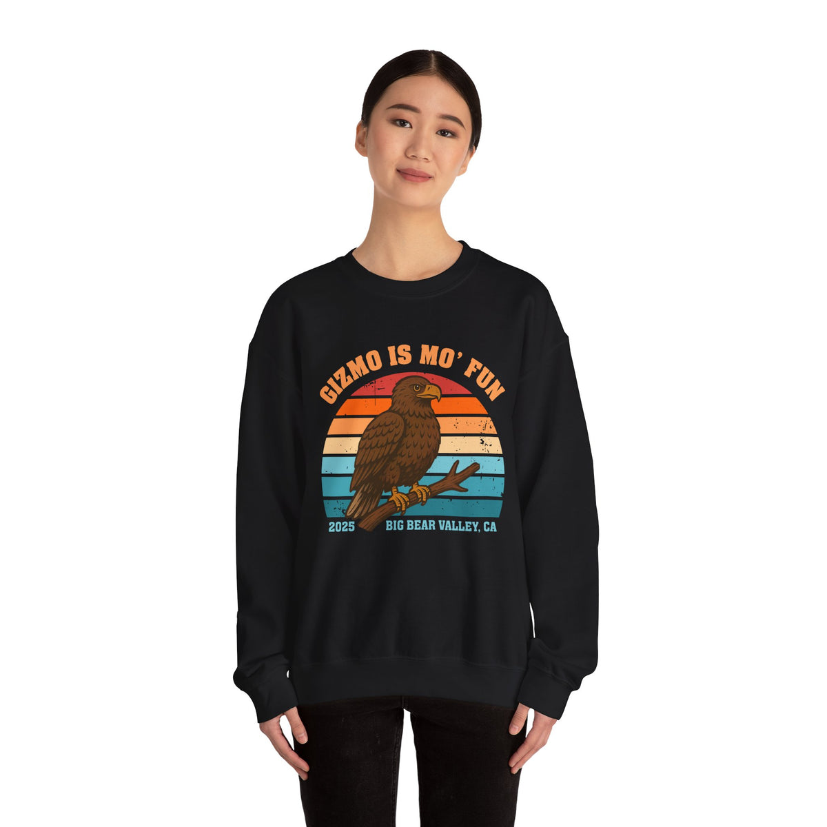 Gizmo Is Mo' Fun Big Bear Bald Eagle Shirt | Bird Lover Shirt | Nature Lover Gift | Big Bear California Shirt | Unisex Crewneck Sweatshirt