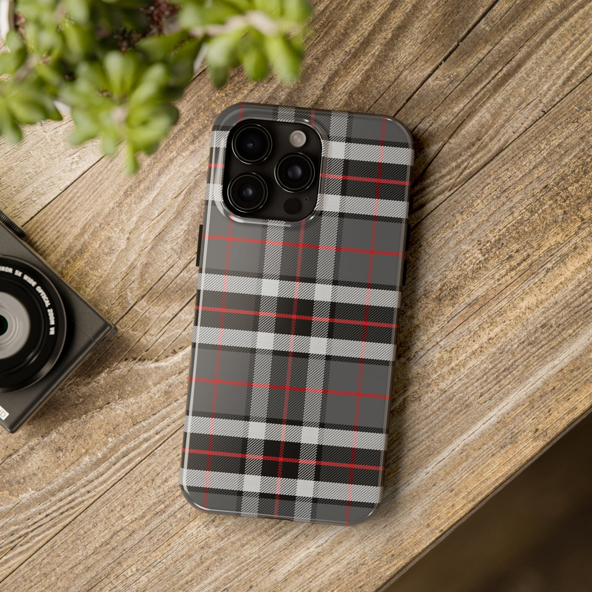 Black and White Plaid iPhone 15 14 13 12 11 Case (all models) 
