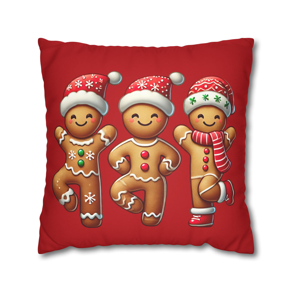 Dancing Gingerbread Cookies Christmas Pillowcase | Cute Gingerbread Man | Christmas Gift For Dancer | Faux Suede Square Pillowcase