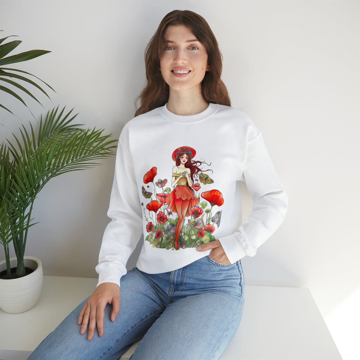 Cottagecore Poppy Flower shirt | Boho Botanical Tshirt | Poppies Tank Top | Summer Clothing | Unisex  Crewneck Sweatshirt