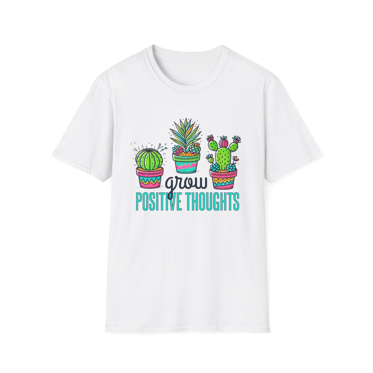 Grow Positive Thoughts Cactus Shirt | Positive School Counselor Shirt | Mindfulness Gift | Mental Health Shirt |  Unisex Soft Style T-Shirt