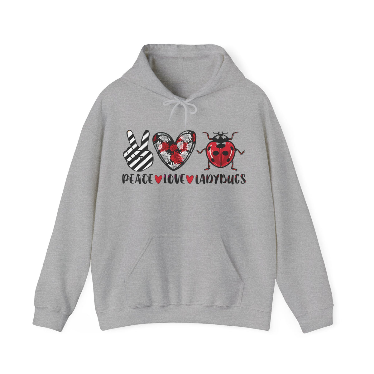 Peace Love Ladybug Gifts,  Insect Shirt, Lady Bug Nature Shirt, Unisex Hooded Sweatshirt