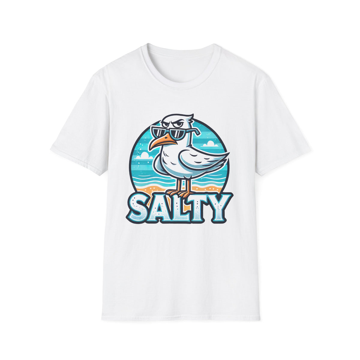 Salty Seagull Funny Beach Bum Beach Shirt | Seagull T-shirt | Summer Vibes Beach Gift | Funny Beach Shirt | Unisex Soft Style T-Shirt