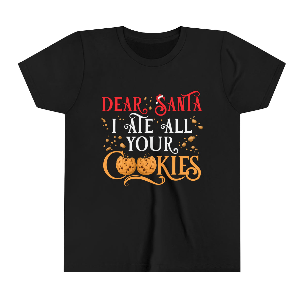 Santa Letter Tee | Cookies For Santa Shirt | Dear Santa Christmas Cookies Shirt | Youth Short Sleeve Tee