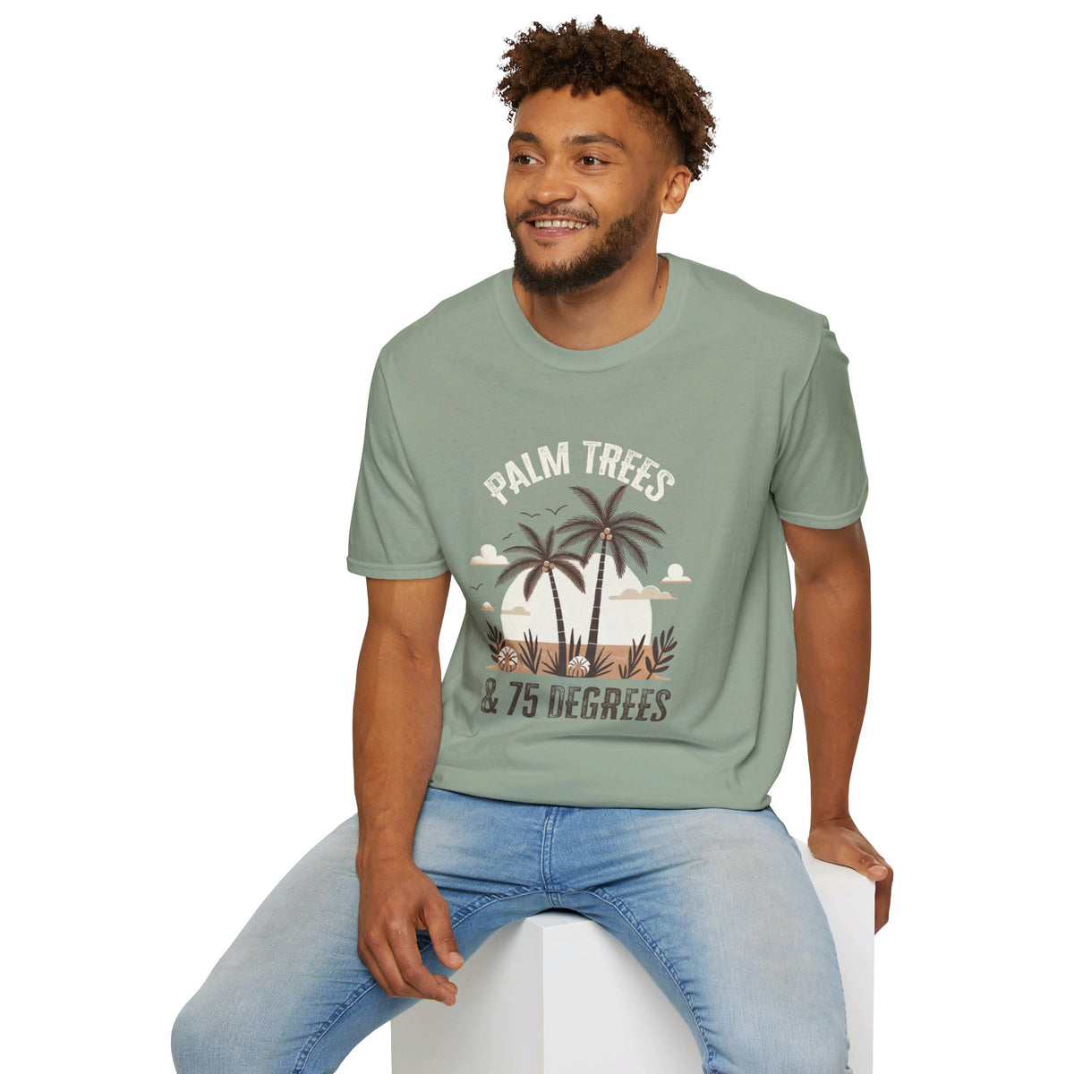 Palm Trees 75 Degrees California Beach Shirt | Beach Bum Shirt | Beach Lover Gift | Unisex Soft Style T-Shirt