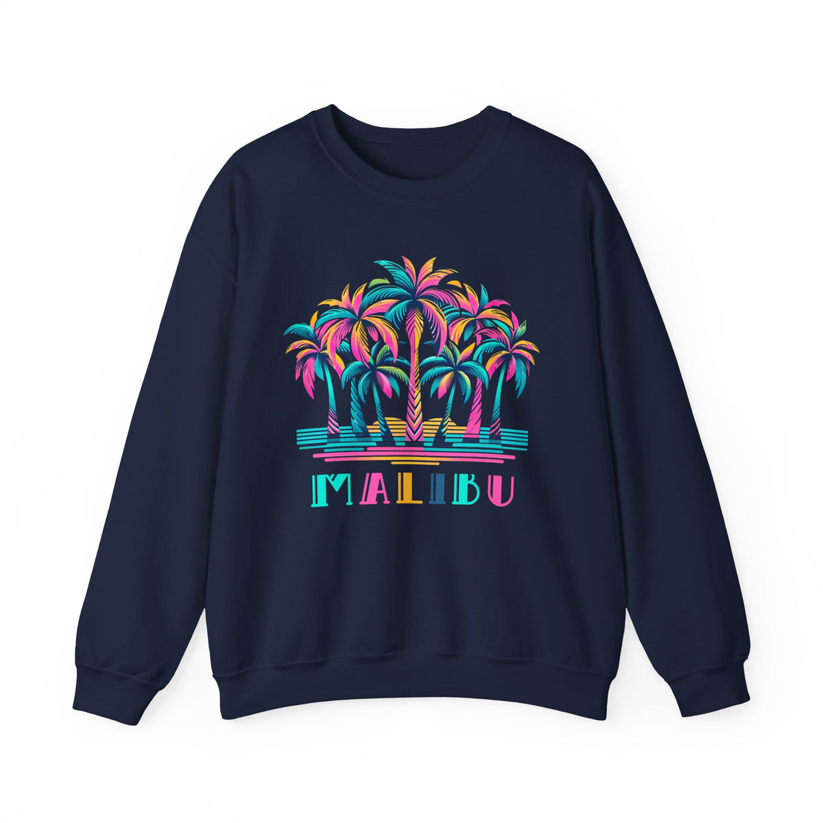 80's Retro Palm Tree Malibu Beach Shirt | California Beach Bum Shirt | Beach Lover Gift  | Unisex Crewneck Sweatshirt