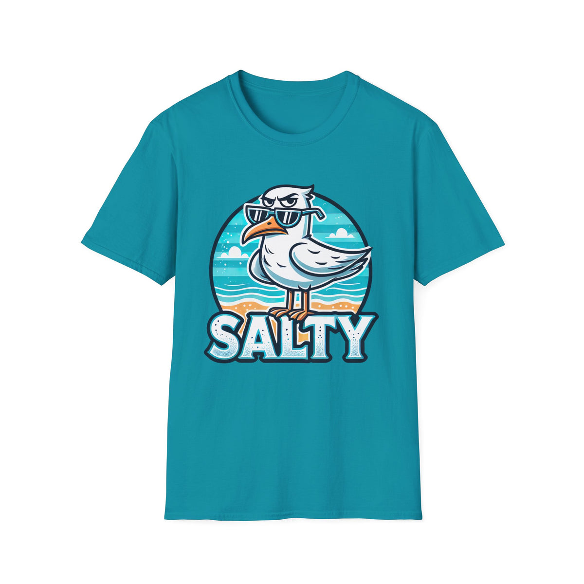 Salty Seagull Funny Beach Bum Beach Shirt | Seagull T-shirt | Summer Vibes Beach Gift | Funny Beach Shirt | Unisex Soft Style T-Shirt