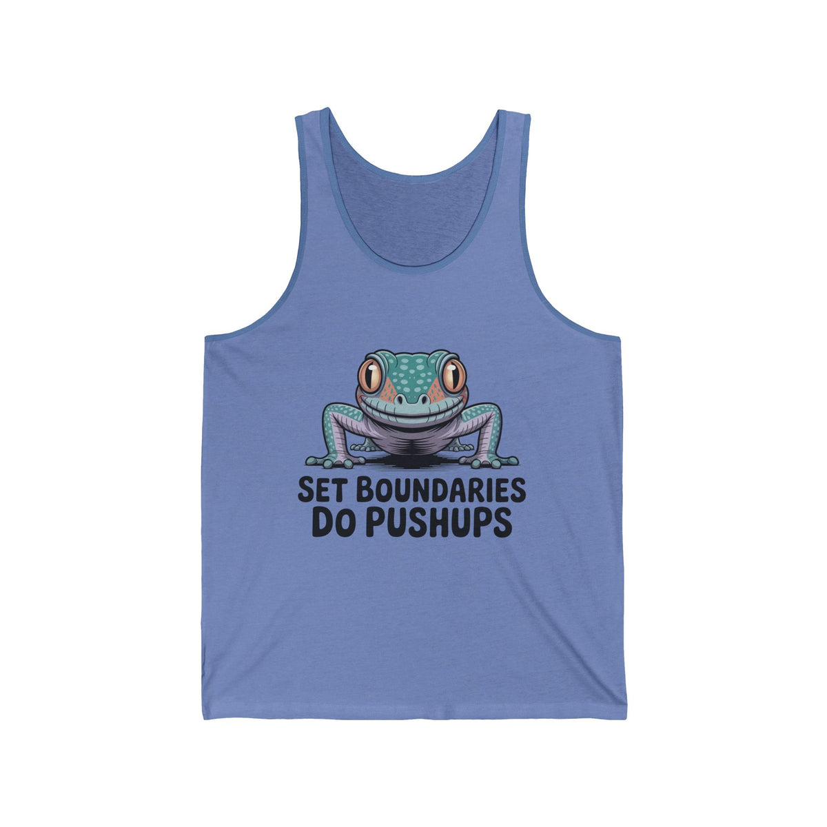 Set Boundaries Do Pushups Funny Lizard Shirt | Gym Motivation Tank Top | Self Care Workout T-shirt  | Unisex Jersey Tank Top