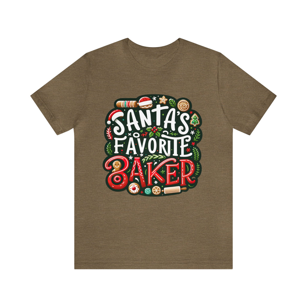 Santa's Favorite Baker Christmas Baking Shirt | Cute Baker Gift | Unisex Jersey T-shirt