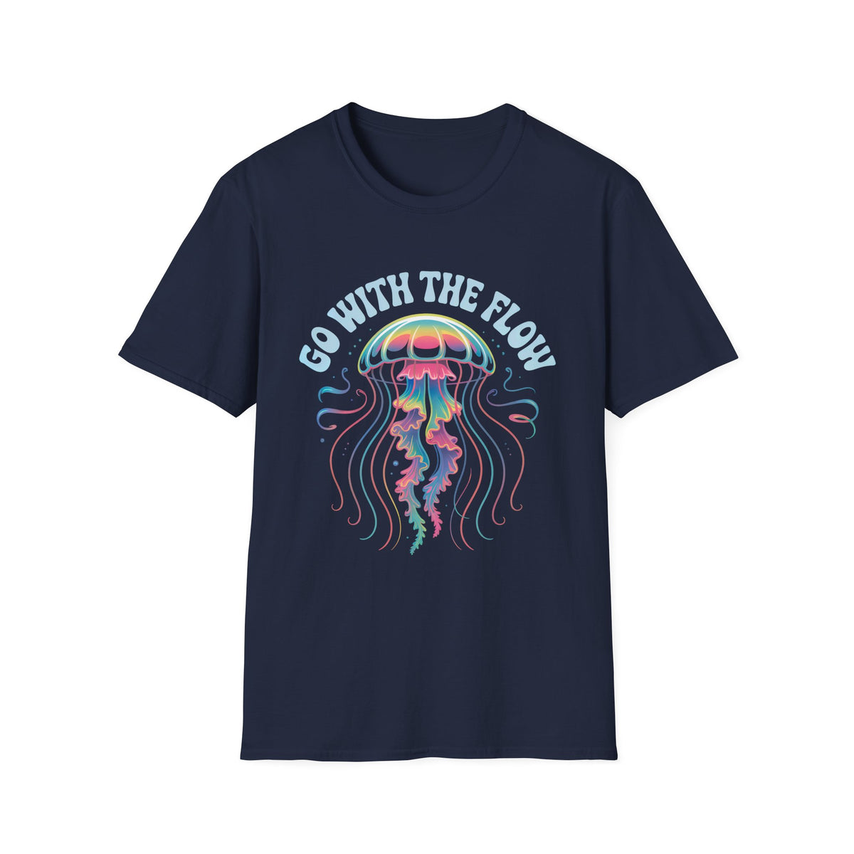 Go With The Flow Cute Jellyfish Shirt | Marine Life Mindfulness Shirt | Beach Bum Gift | Unisex Soft style T-Shirt