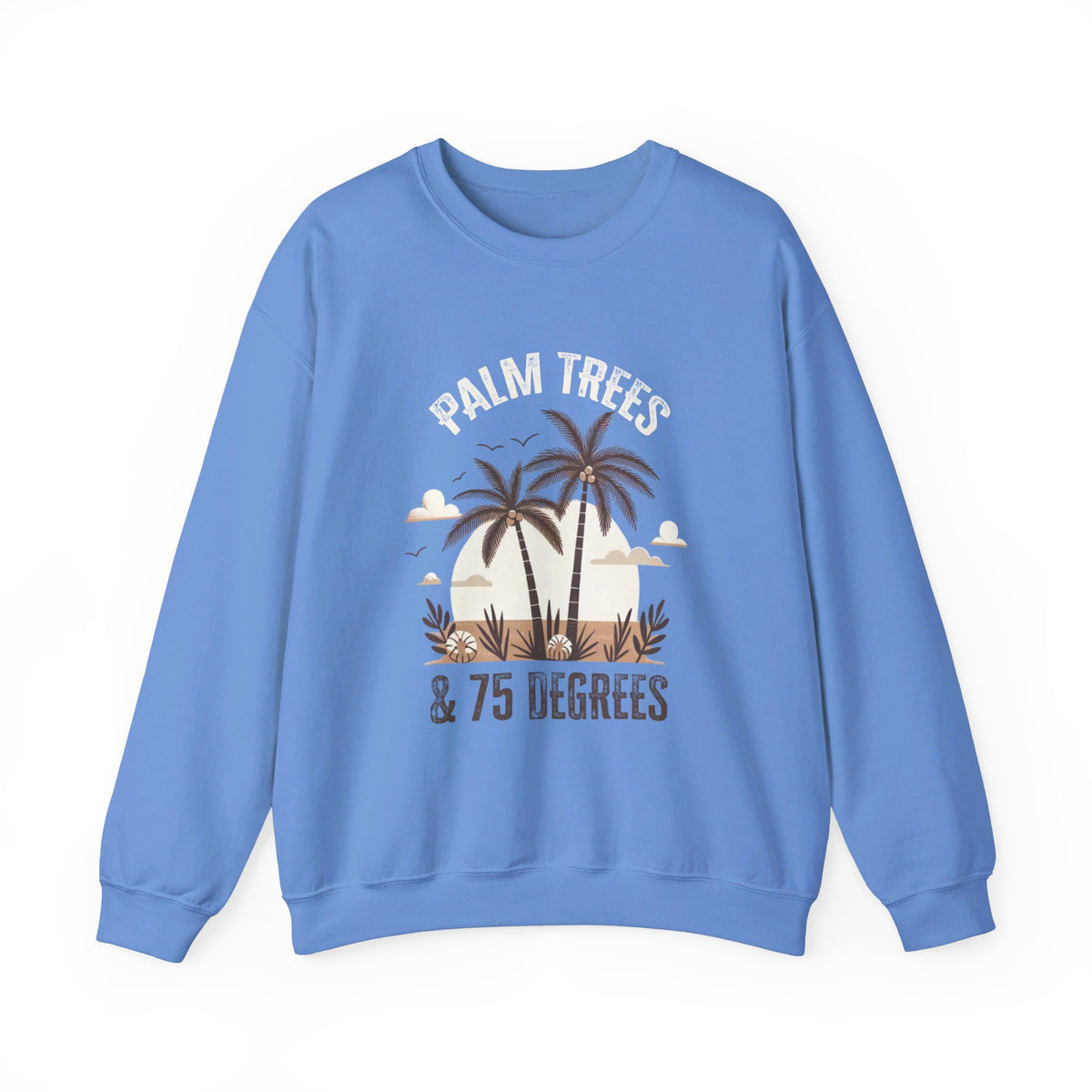 Palm Trees 75 Degrees California Beach Shirt | Beach Bum Shirt | Beach Lover Gift | Unisex Crewneck Sweatshirt