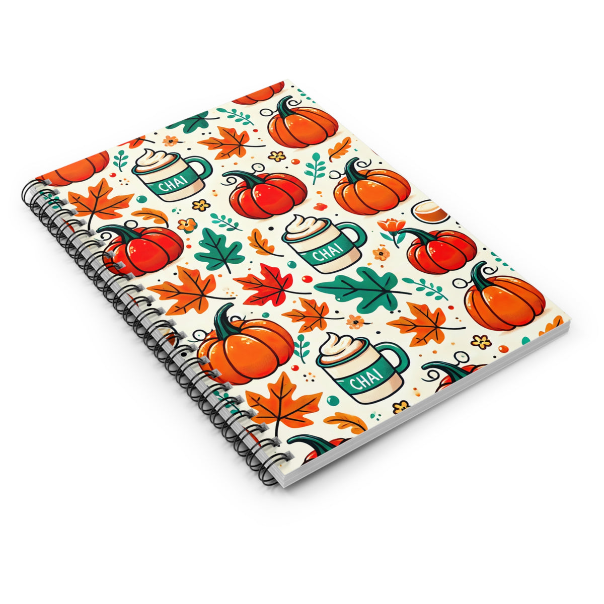 Pumpkin Fall Chai Tea Notebook Journal | Fall Gift For Her | Spiral Notebook - Ruled Line