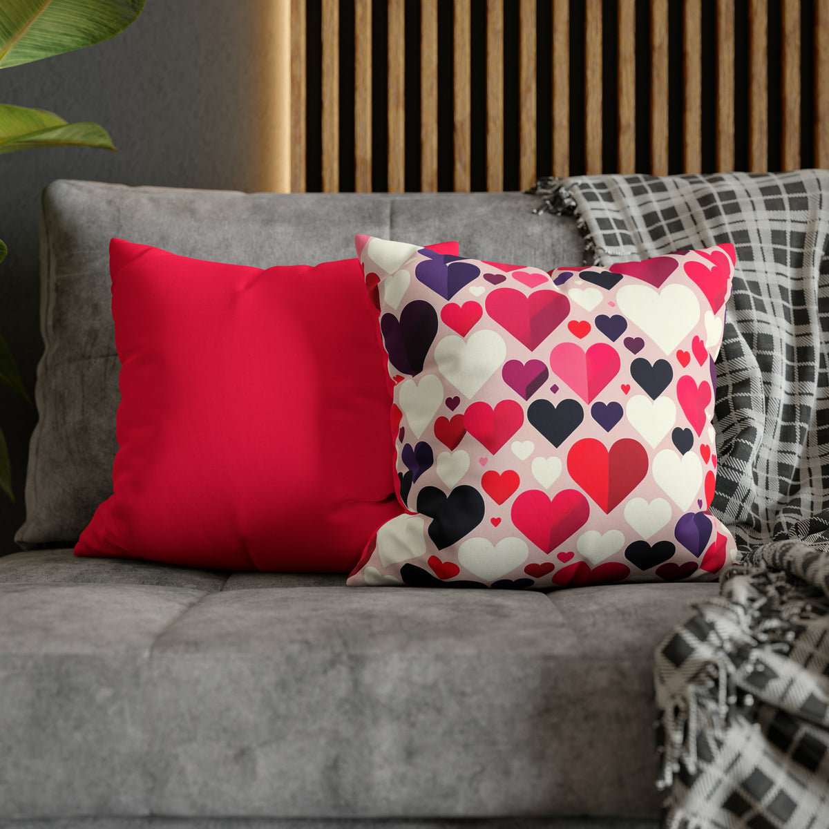 Cute Valentine Throw Pillow Case | Valentine Hearts Pillow Home Decor | Valentine Gift for Her | Faux Suede Decorative Throw Pillow Case