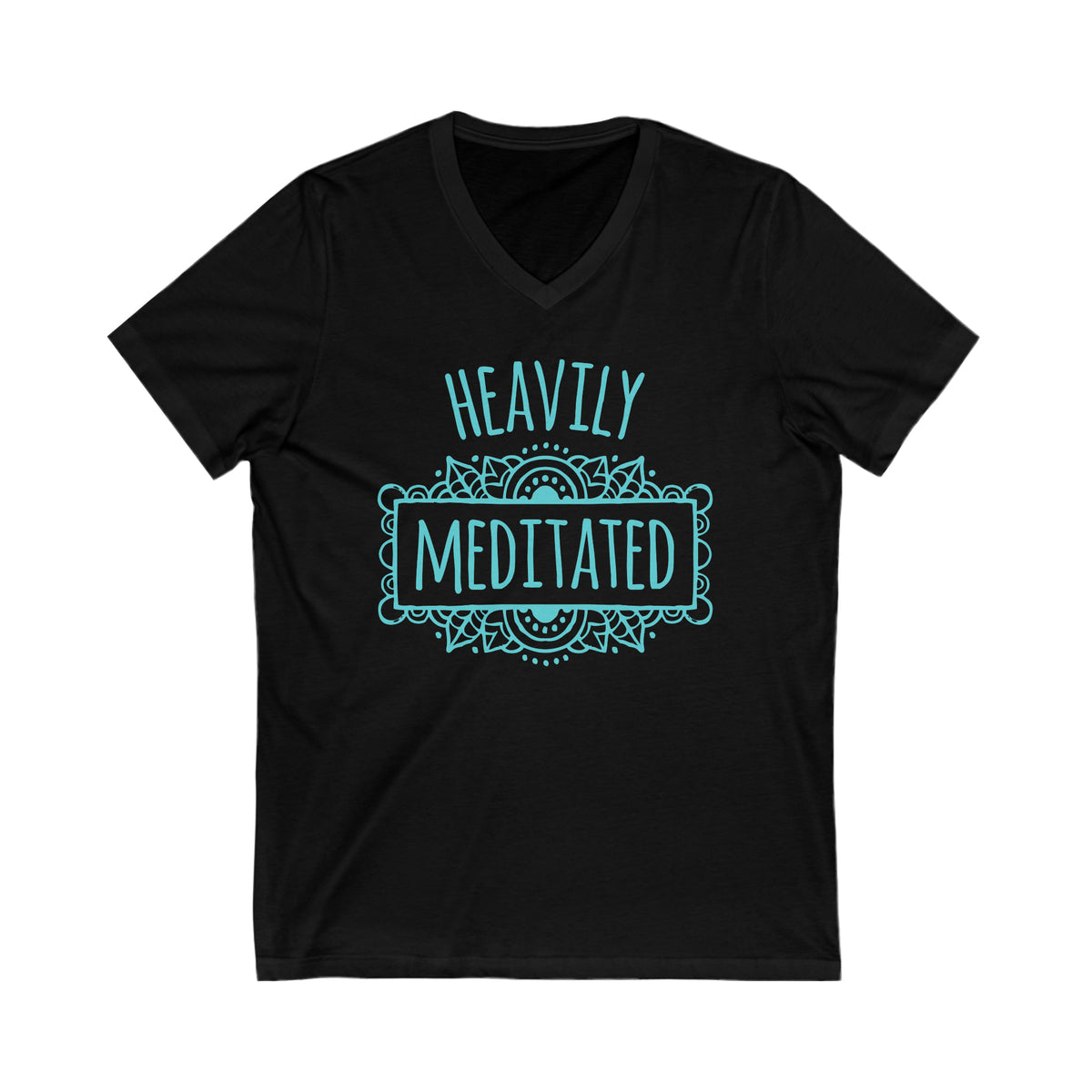 Heavily Meditated Funny Yoga Lover Shirt | Meditation Gift | Unisex Jersey V-Neck T-shirt