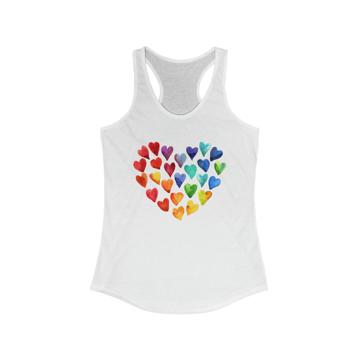 Watercolor Art Hearts Love V Neck Shirt | Valentine's Day Gift | Women's Slim-fit Racerback Tank Top
