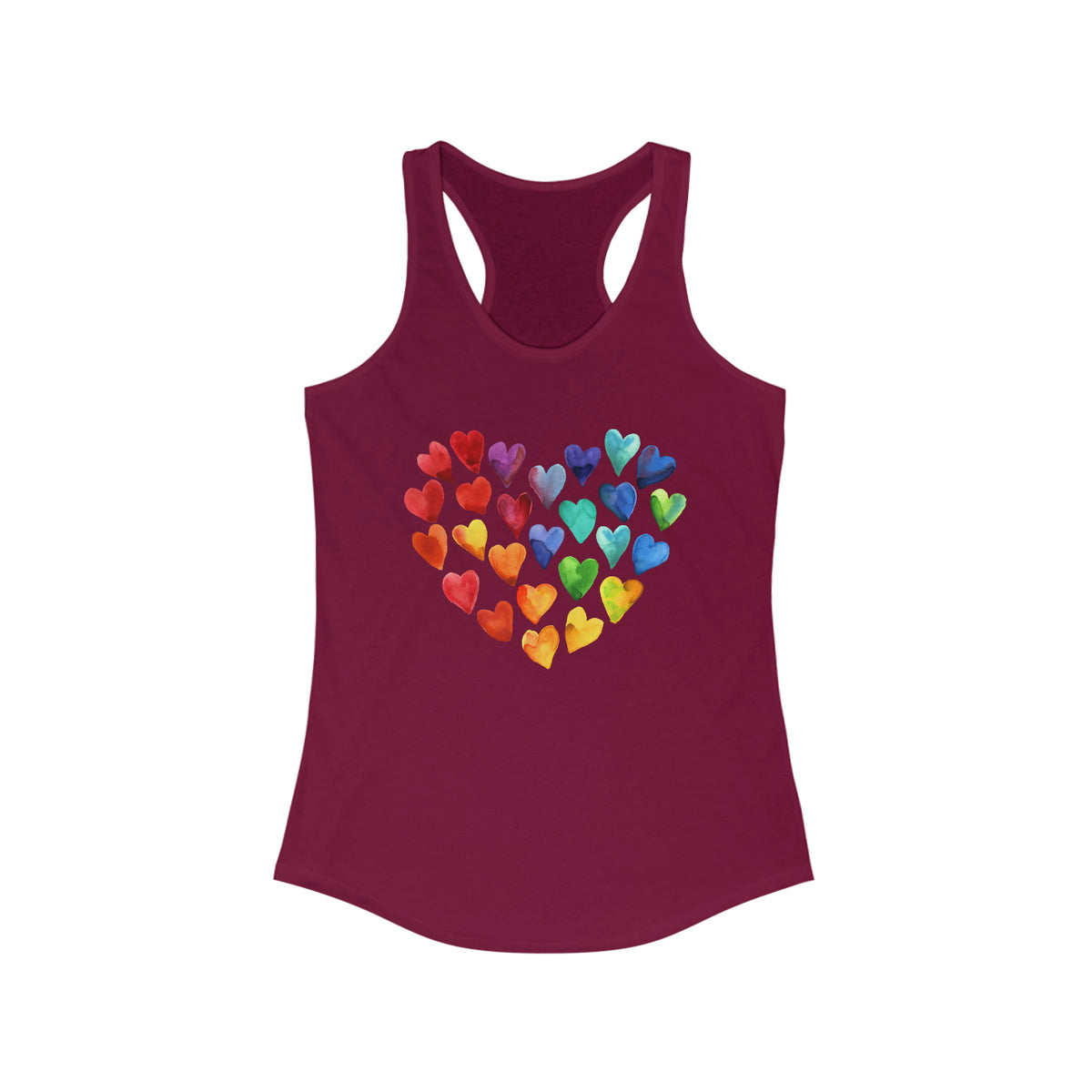 Watercolor Art Hearts Love V Neck Shirt | Valentine's Day Gift | Women's Slim-fit Racerback Tank Top