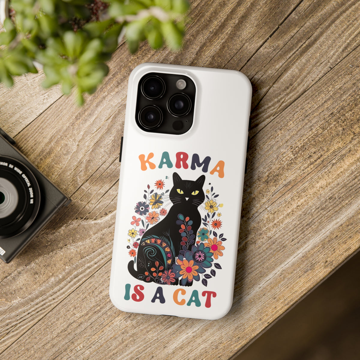 Karma Is A Cat iPhone Case | iPhone 15 14 13 12 11 Phone Case 