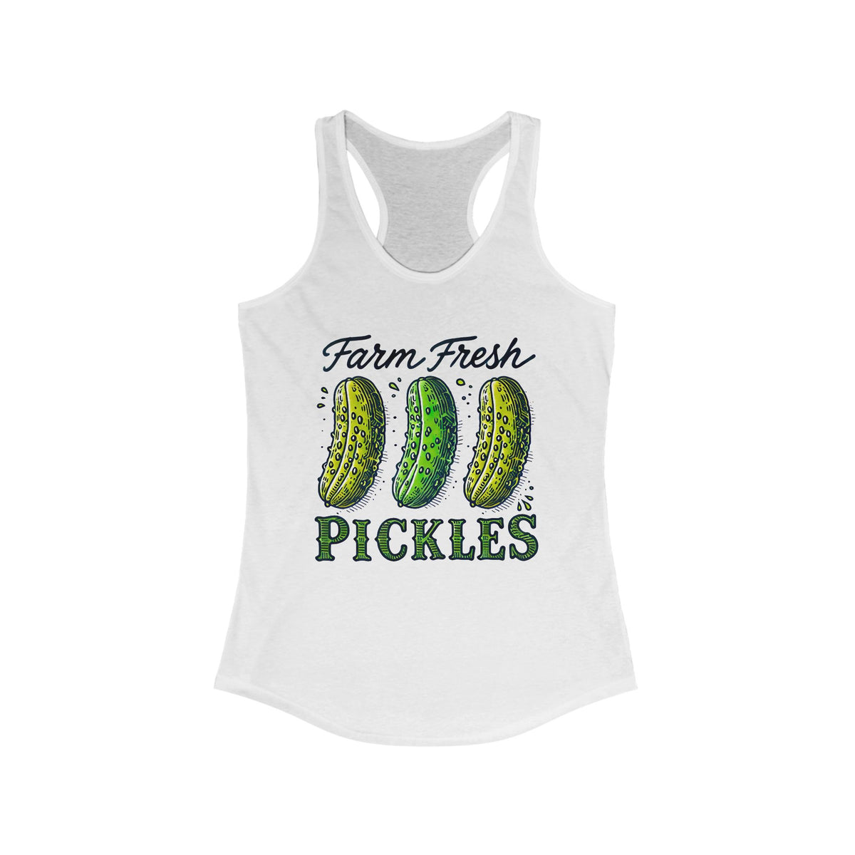 Farm Fresh Pickles Funny Pickle Shirt | Cute Pickle Pun Shirt | Pickle Lover Gift | Garden Shirt | Women's Slim-fit Racerback Tank Top