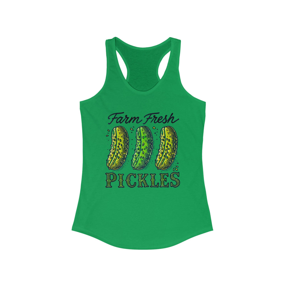 Farm Fresh Pickles Funny Pickle Shirt | Cute Pickle Pun Shirt | Pickle Lover Gift | Garden Shirt | Women's Slim-fit Racerback Tank Top