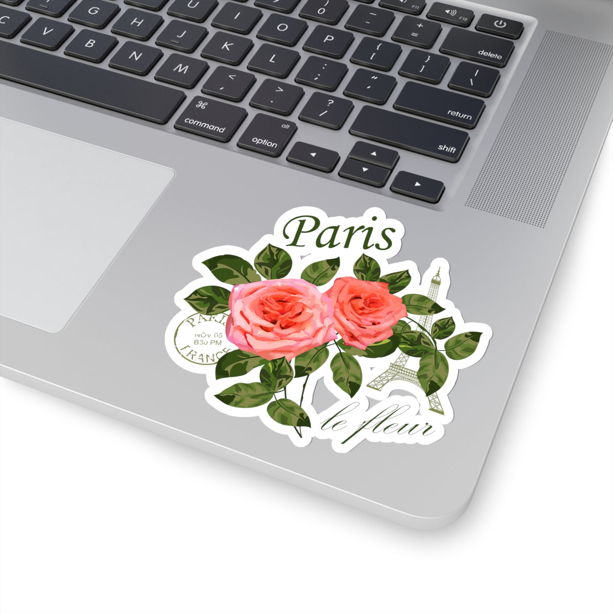 Paris France Vintage Rose Vinyl Sticker | World Traveler Gardening Gift | Kiss-Cut Stickers