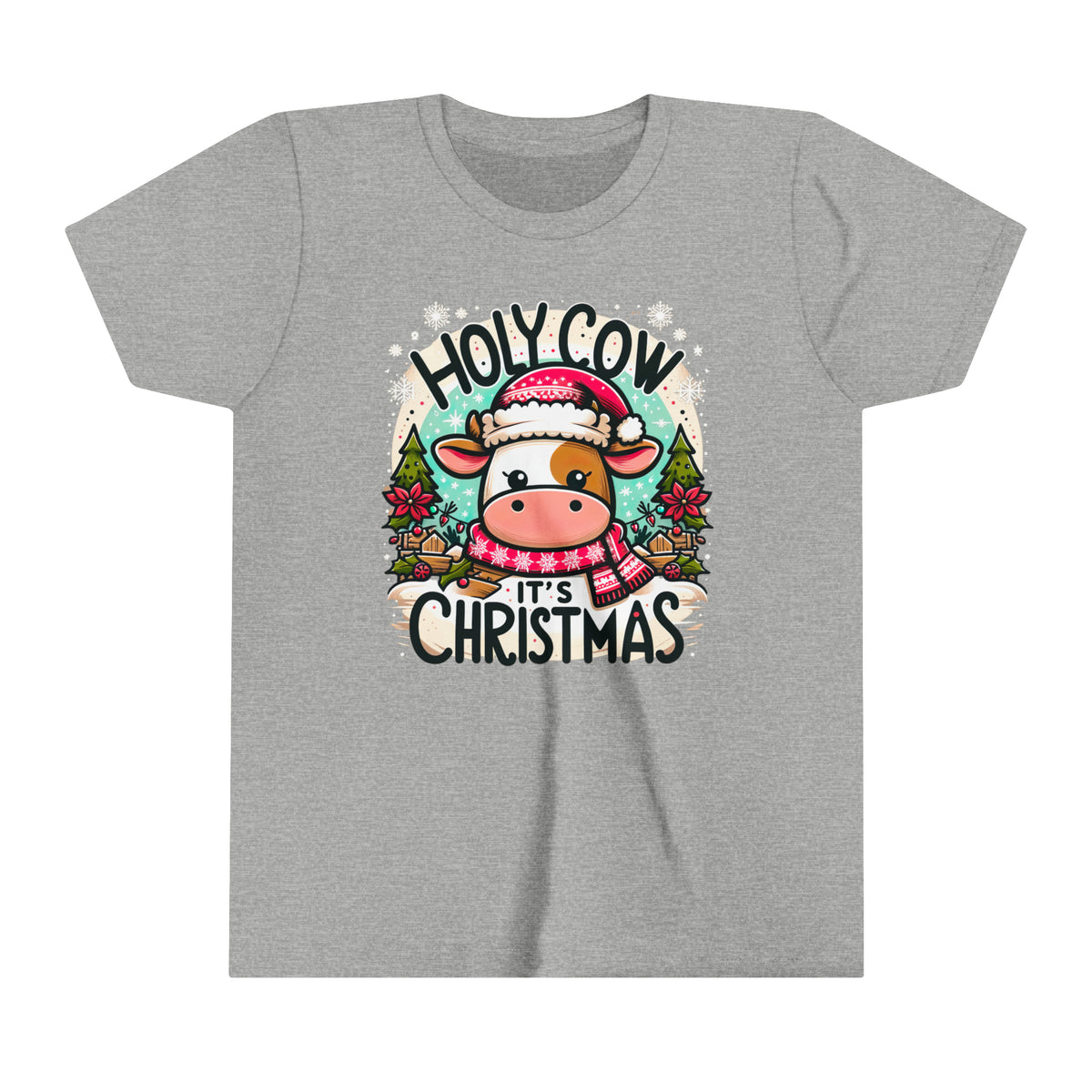 Holy Cow It's Christmas Shirt | Cute Cow Shirt | Farm Girl Gift | Cow Christmas Shirt | Youth Jersey T-shirt