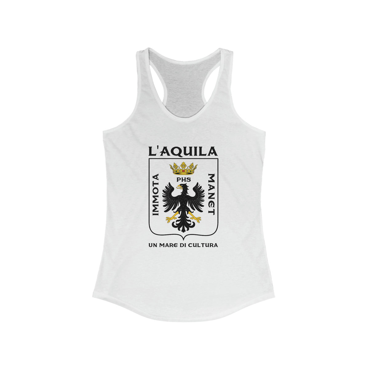 L'Aquila Italy Coat of Arms Shirt | Abruzzo Italian Travel Lover Gift | Women's Ideal Racerback Tank Top