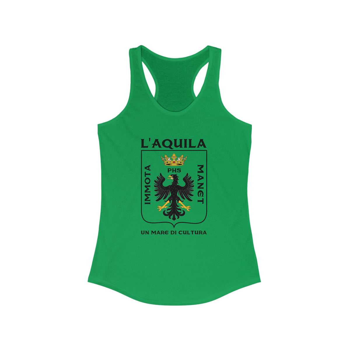 L'Aquila Italy Coat of Arms Shirt | Abruzzo Italian Travel Lover Gift | Women's Ideal Racerback Tank Top