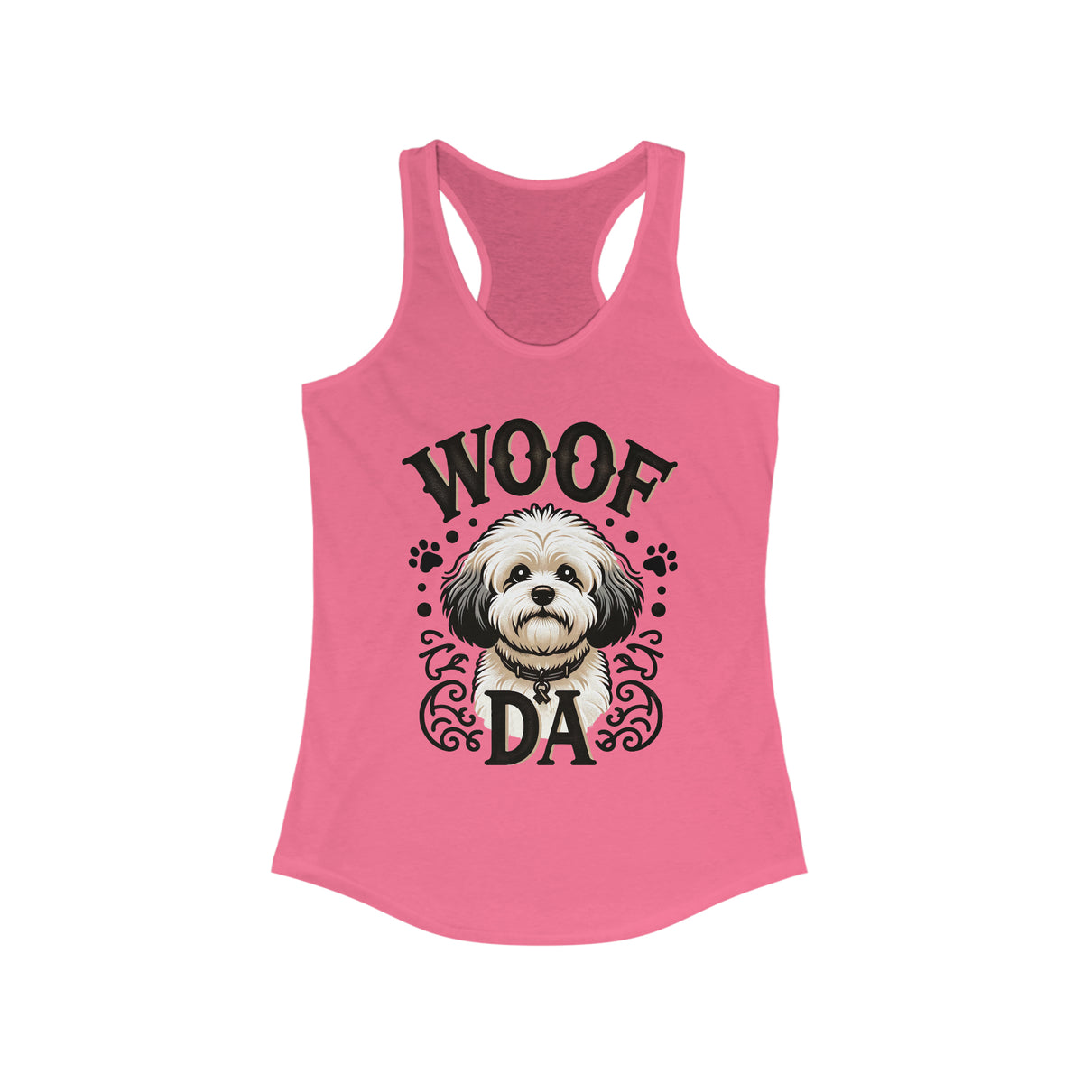 Woof Da Minnesota Dog Lover Shirt | Bichon Frisé Spaniel Mix | Uff Da Norwegian Gift | Women's Slim-fit Racerback Tank Top