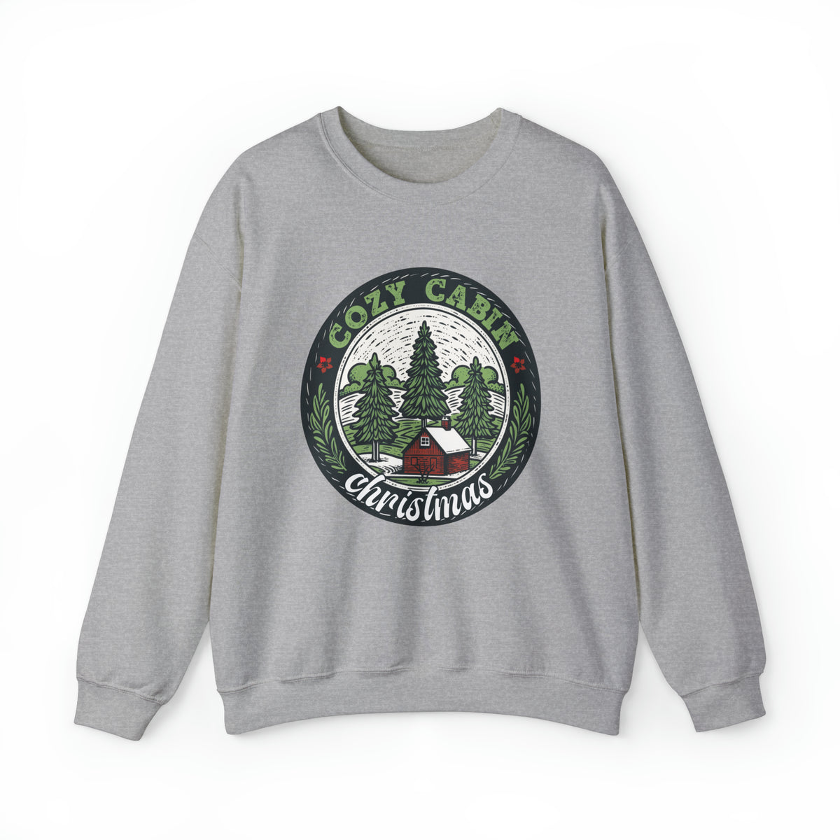 Cozy Cabin Christmas Tree Shirt | Vintage Christmas Gift For Her  | Unisex Crewneck Sweatshirt